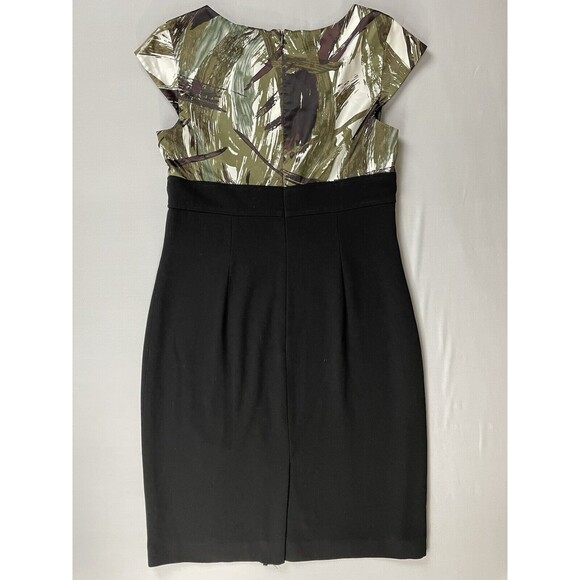 Ann Taylor Sheath Dress Size 8 Empire Waistline Camouflage Pleated Dark Academia - Picture 4 of 16